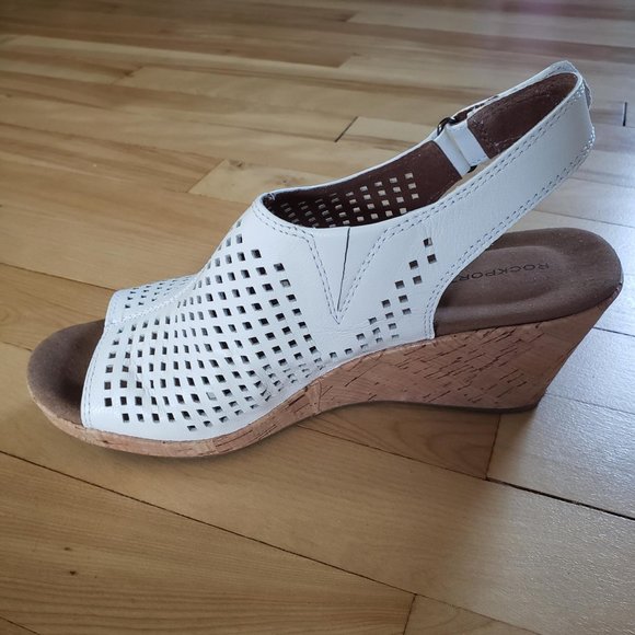 White Rockport Briah sling wedges, size 7.5 - Picture 3 of 7